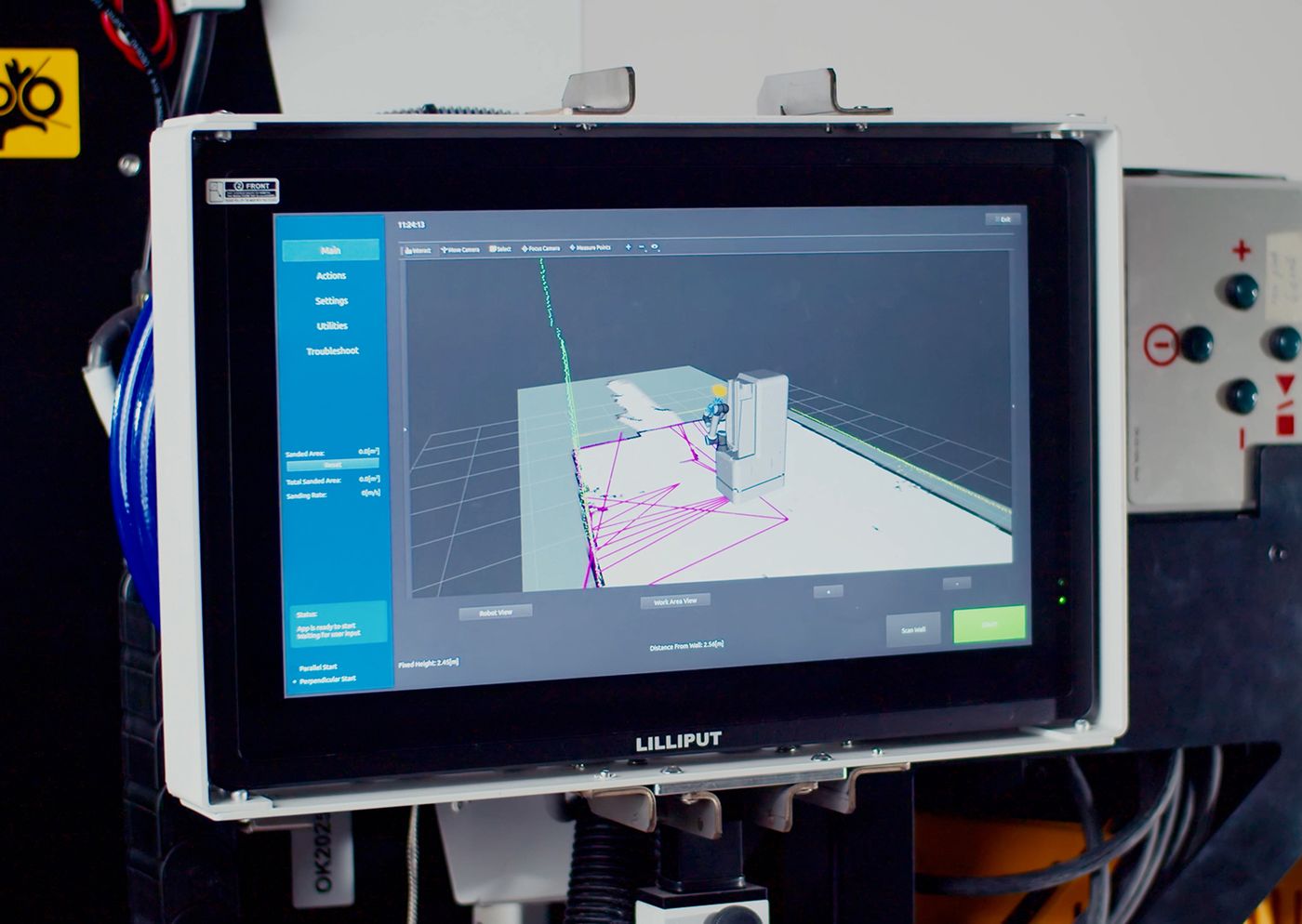 The robot’s screen showing the live 3D model it built of the room
